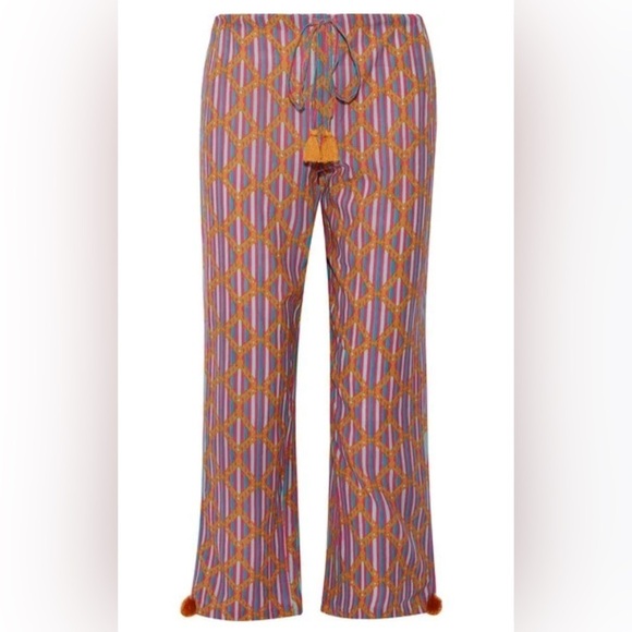 Figue Goa drawstring printed Cotton-blend Wide-leg Pants S - Picture 1 of 10